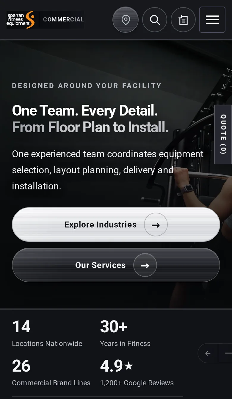 Spartan Commercial homepage on a phone